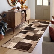 ZENELESS 2x8 Runner Rug for Hallways, Ultra Soft Floor Mat with Non Slip Backing, Indoor Low Pile Carpet for Kitchen Bathroom Entryway, Dark Brown