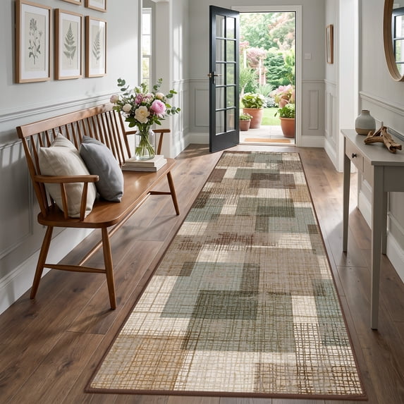 ZENELESS 3x10 Long Hallway Runner Rug, Machine Washable Entryway Indoor Rug, Soft Ultra-Thin Throw Entry Floor Mat, Green