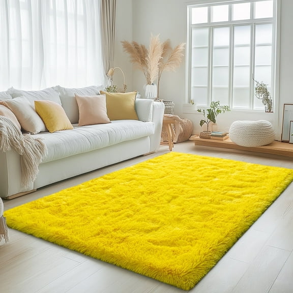 ZENELESS 4'x 6' Fluffy Rugs,Soft Indoor Modern Plush Shaggy Carpet for Living Room Bedroom Home Decor Yellow