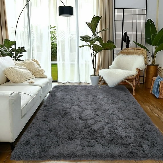 ZENELESS 4'x6' Fluffy Area Rugs for Living Room Bedroom Carpet Home Decor,Soft Rug Indoor Modern Deep Grey