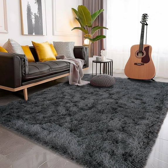 ZENELESS 5x7 Fuzzy Area Rugs for Living Room Bedroom Kids Room Large Modern Rug Indoor Carpet Deep Grey