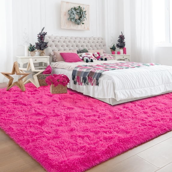 ZENELESS 6'x9' Pink Shaggy Rug Large Fluffy Area Rug for Living Room Bedroom Non-Slip Indoor Carpet