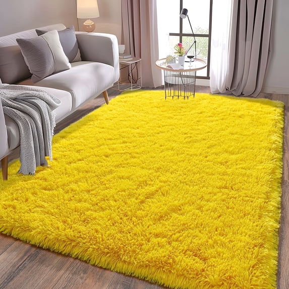ZENELESS 6x9 Non-Slip Fluffy Rug, Large Fuzzy Area Rug for Living Room, Kids Room, Bedroom,Yellow Cozy Carpet Indoor