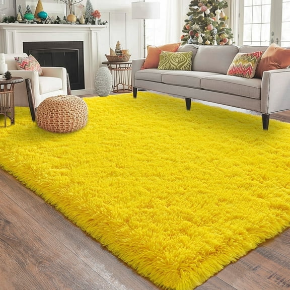 ZENELESS 8'x10' Large Fluffy Rugs,Soft Indoor Modern Plush Shaggy Carpet for Living Room Bedroom Nursery Home Decor Yellow
