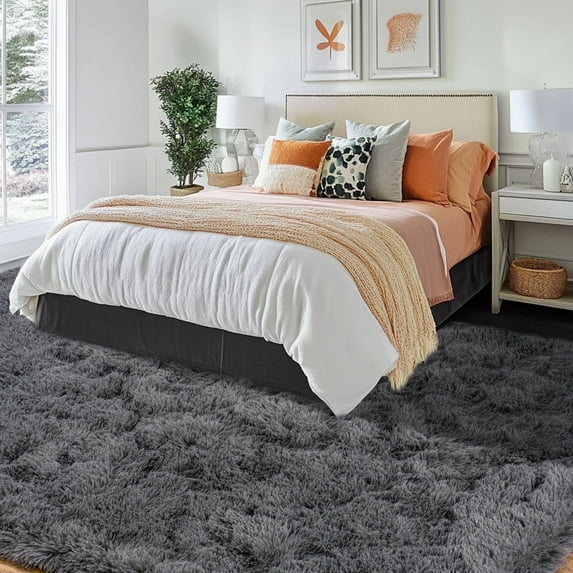ZENELESS 8'x10' Soft Area Rug Indoor Modern Fluffy Rugs for Living Room Bedroom Carpet Home Decor,Deep Grey