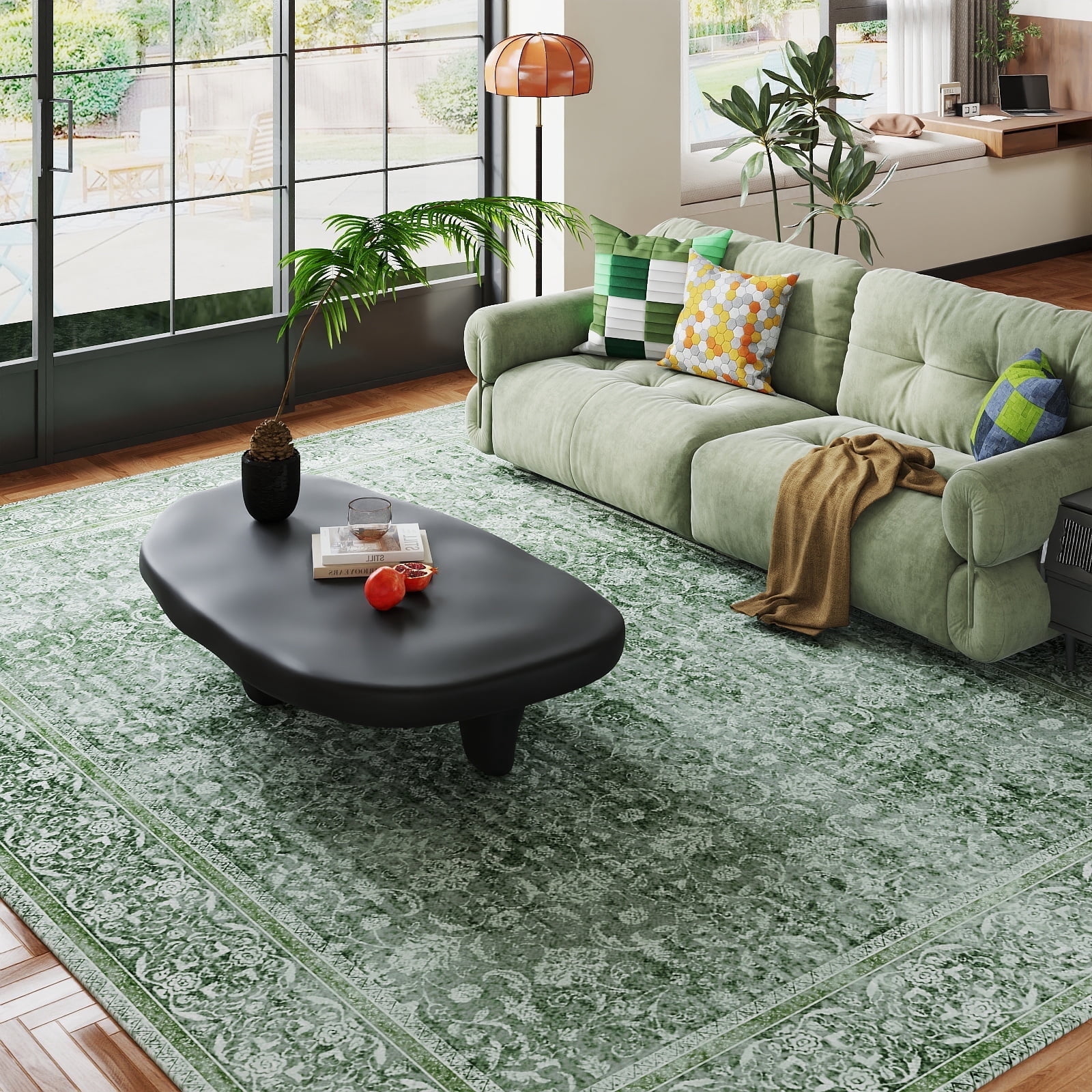 ZENELESS 8x10 Green Ultra Large Area Rug, Low Pile Stain Resistant ...