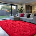 thumbnail image 1 of ZENELESS 9'x12' Red Plush Shaggy Rug, Extra Large Soft Indoor Modern Fluffy Carpet for Stylish Home Decor, 1 of 7