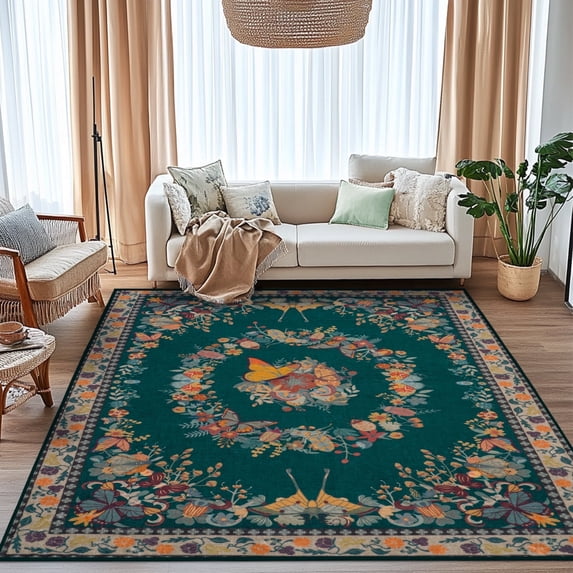 ZENELESS Area Rugs for Living Room,5x7ft Machine Washable Non Slip Modern Rugs for Home decor Living Room Dining Room Bedroom Den Nursery Dark Green