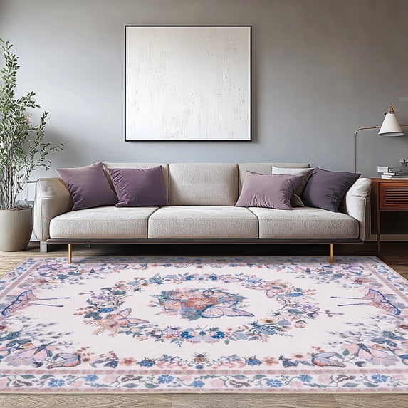 ZENELESS Area Rugs for Living Room,5x7ft Machine Washable Non Slip Modern Rugs for Home decor Living Room Dining Room Bedroom Den Nursery Pink