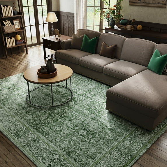 ZENELESS Area Rugs for Living Room,6x9 Green Foldable Washable Rugs, Contemporary Non-Slip Non Shedding Accent Carpet