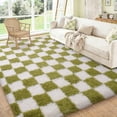 thumbnail image 1 of ZENELESS Checkered Fluffy Rug,Non-Slip Large Area Rug,Super Soft Indoor Fuzzy Carpet for Bedroom Living Room Home Decor,6x9 Creamy White and Green, 1 of 7