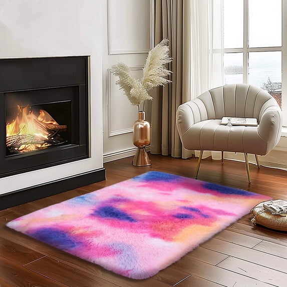 ZENELESS Cozy Fluffy Area Rug Shaggy Rugs for Bedroom Kids Room Nursery Floor Indoor Modern Carpet, 3'x 5'Muticolor
