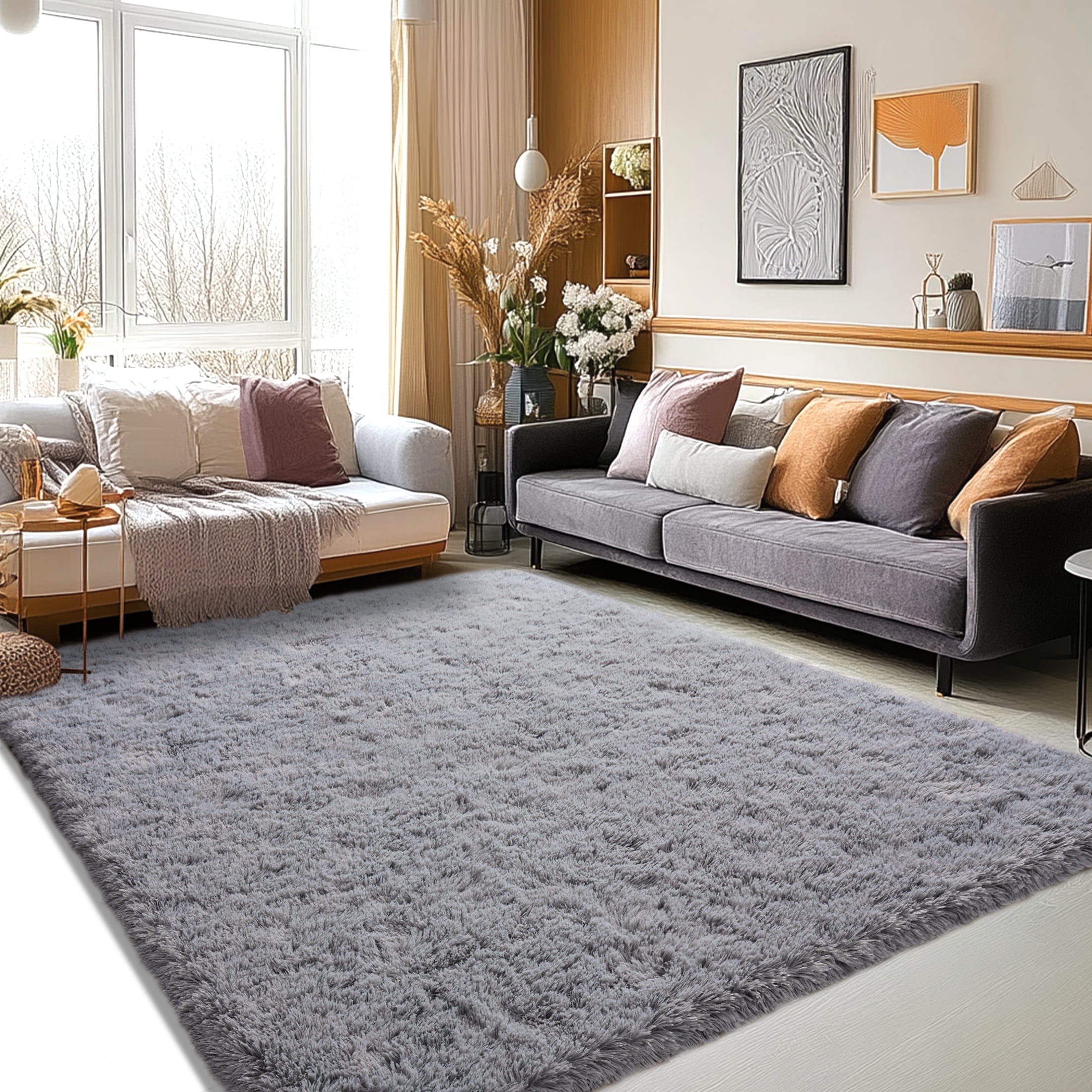 ZENELESS Fluffy Area Rugs for Living Room,4x6 Shag Rectangular Carpets ...