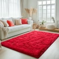 thumbnail image 1 of ZENELESS Fluffy Area Rugs for Living Room,4x6 Shag Rectangular Carpets for Bedroom Red, 1 of 8