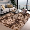 thumbnail image 1 of ZENELESS Fluffy Area Rugs for Living Room,4x6 Shag Rectangular Carpets for Bedroom Tie-Dye Brown, 1 of 6
