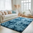 thumbnail image 1 of ZENELESS Fluffy Area Rugs for Living Room,4x6 Shag Rectangular Carpets for Bedroom Tie-Dye Peacock Blue, 1 of 8