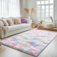 thumbnail image 1 of ZENELESS Fluffy Area Rugs for Living Room,4x6 Shag Rectangular Carpets for Bedroom Tie-Dye Rainbow, 1 of 8
