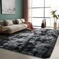 thumbnail image 1 of ZENELESS Fluffy Area Rugs for Living Room,4x6 Shag Rectangular Carpets for Bedroom Tie-dye Black Gray, 1 of 8