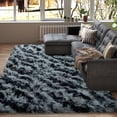 thumbnail image 1 of ZENELESS Fluffy Rugs,6x9ft Tie-Dye Black and Gray Stripes Solid Shag Collection Carpet Perfect for Dining Room, Bedroom, 1 of 5
