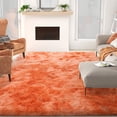thumbnail image 1 of ZENELESS Fluffy Rugs,6x9ft Tie-Dye Orange Solid Shag Collection Carpet Perfect for Dining Room, Bedroom, 1 of 8