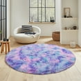 thumbnail image 1 of ZENELESS Fluffy Shag Circle Rug for Kids Room,4x4ft Shaggy Circular Carpet for Nursery Room, Cute Room Decor for Girls Bedroom Tie-dye Blue Rainbow, 1 of 8