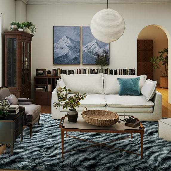 ZENELESS Fluffy Shag Rug,4x6ft Black and White Stripes Super Soft Indoor Modern Area Rugs Perfect for Kid's Room, Cloakroom