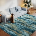 thumbnail image 1 of ZENELESS Fluffy Shag Rug,4x6ft Blue and Yellow Super Soft Indoor Modern Area Rugs Perfect for Kid's Room, Cloakroom, 1 of 5
