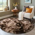thumbnail image 1 of ZENELESS Fluffy Soft Round Rugs for Teen's Room,7x7ft Non-Slip Tie-dye Brown Circular Carpet for Nursery Room,Reading Nook,Home Decor,Girls Boys Room, 1 of 8