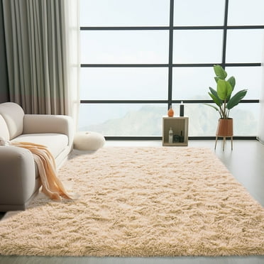 ZENELESS Large Fluffy Area Rugs for Living Room,8x10 Shag Rectangular Carpets for Bedroom, Light Brown