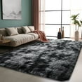 thumbnail image 1 of ZENELESS Large Fluffy Area Rugs for Living Room,8x10 Shag Rectangular Carpets for Bedroom Tie-dye Black Gray, 1 of 8