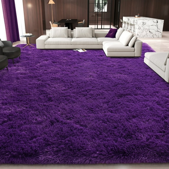 ZENELESS Large Fluffy Soft Rugs,10x14ft Non-Slip Carpet for Teen's Room Nursery Room Home Decor,Grape Purple