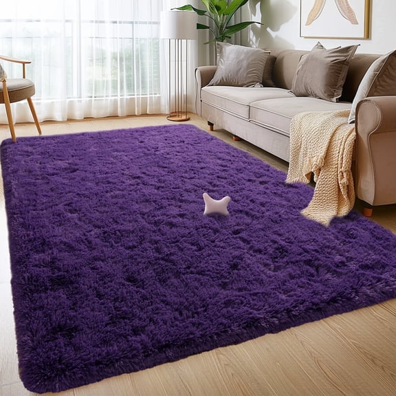 ZENELESS Large Fluffy Soft Rugs,9x12ft Non-Slip Carpet for Teen's Room Nursery Room Home Decor,Grape Purple