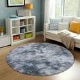 thumbnail image 1 of ZENELESS Round Fluffy Rug for Kids Room,4x4ft Tie-dye Silver Gray Shaggy Bedroom Carpet, Furry Comfy Teepee Mats for Nursery Room,Teen Room,Reading Nook,Home Decor, 1 of 8