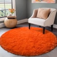 thumbnail image 1 of ZENELESS Shaggy Circular Rug,5x5ft Orange Ultra-Soft Plush Modern Round Fluffy Carpet,Soft Area Rugs for Living Room,Nursery Room,Bedroom, 1 of 8