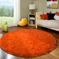 thumbnail image 1 of ZENELESS Shaggy Circular Rug,6x6ft Orange Ultra-Soft Plush Modern Round Fluffy Carpet,Soft Area Rugs for Living Room,Nursery Room,Bedroom, 1 of 8