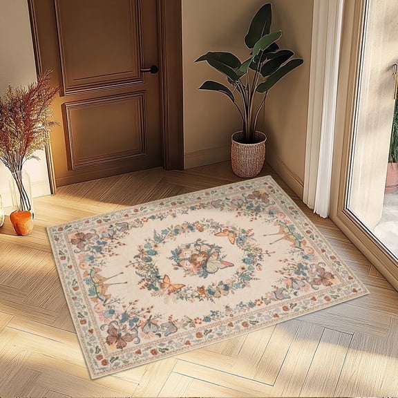ZENELESS Small Area Rugs,2x3ft Low Pile Anti-slip Carpet for Bedroom Entryway,Living Room Entryway, Dining Room Entryway Apricot