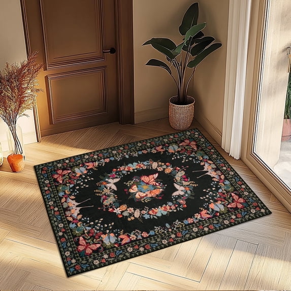 ZENELESS Small Area Rugs,2x3ft Low Pile Anti-slip Carpet for Bedroom Entryway,Living Room Entryway, Dining Room Entryway Black