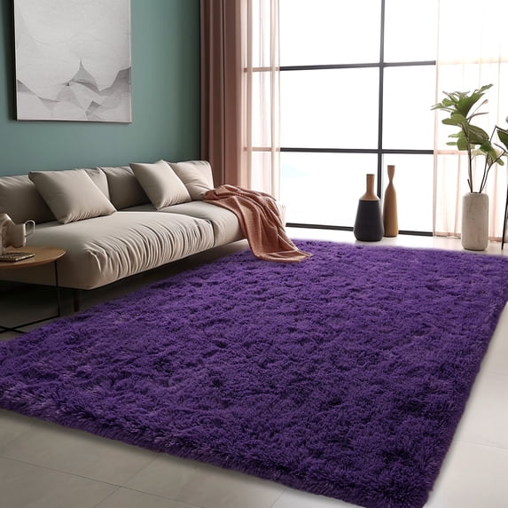 ZENELESS Super Soft Fluffy Rug for Bedroom,6x9 Anti-Skid Plush Floor Carpet for Living Room Kids Room Nursery Home Decor Grape Purple