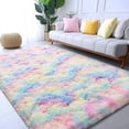 thumbnail image 1 of ZENELESS Super Soft Fluffy Rug for Bedroom,6x9 Tie-Dye Rainbow Anti-Skid Plush Floor Carpet for Living Room Home Decor, 1 of 7