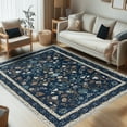 thumbnail image 1 of ZENELESS Washable Area Rug,4x6 Non-Slip Foldable Ultra-Thin Soft Carpet for Living Room Bedroom Bathroom Kitchen Entryway Office,Dark Blue, 1 of 10