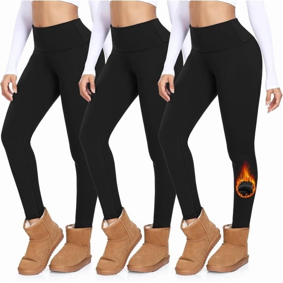 ZENFELX 3 Pack Thermal Fleece Lined Leggings Women,High Waisted Tummy Control Warm Winter Yoga Workout Thick Pants