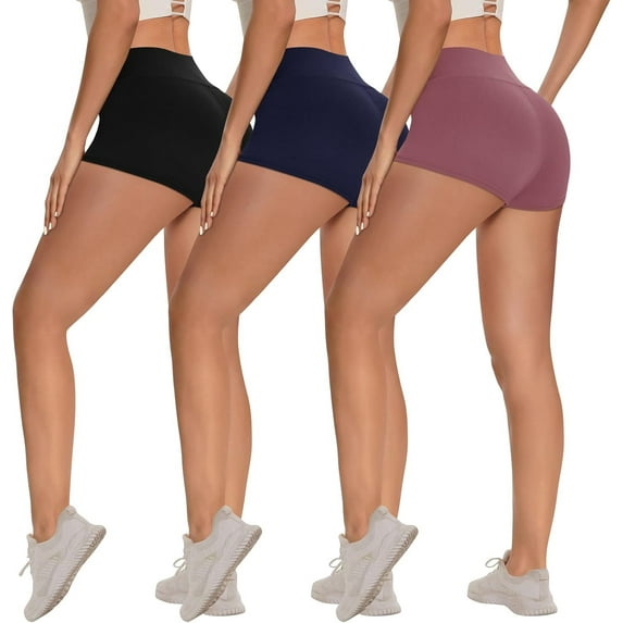 ZENFLEX 3 Pack Biker Shorts for Women – 3" High Waisted Tummy Control Workout Yoga Running Athletic Shorts