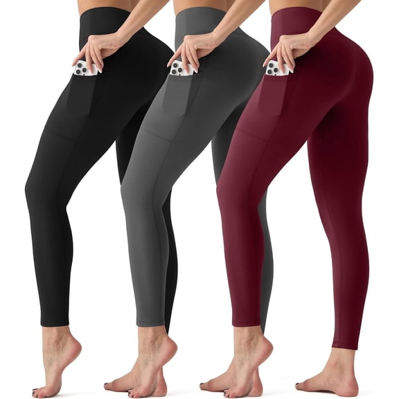 ZENFLEX 3 Pack Leggings with Pockets for Women,Butt Lift High Waisted Tummy Control Workout Yoga Pants Reg & Plus Size
