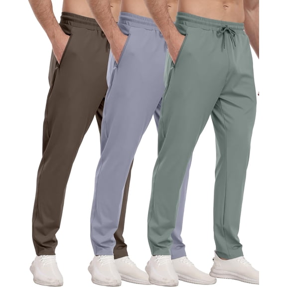 ZENFLEX 3 Pack Mens Athletic Sweatpants with Zipper Pockets,Workout Gym Joggers Pants for Men Running Jogging Pants