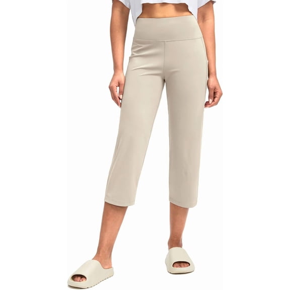 ZENFLEX Capri Pants for Women High Waist Workout Yoga Pants with Pockets Tummy Control Leggings Crop Straight