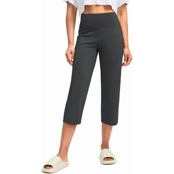 ZENFLEX  Capri Pants for Women High Waist Workout Yoga Pants with Pockets Tummy Control Leggings Crop Straight