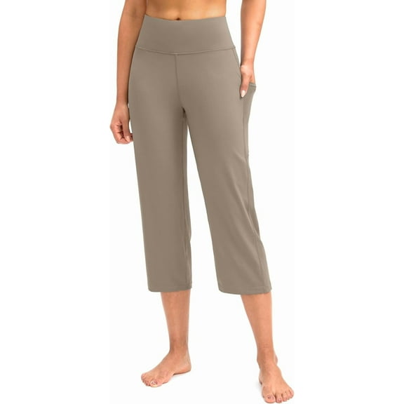 ZENFLEX  Capri Pants for Women High Waist Workout Yoga Pants with Pockets Tummy Control Leggings Crop Straight