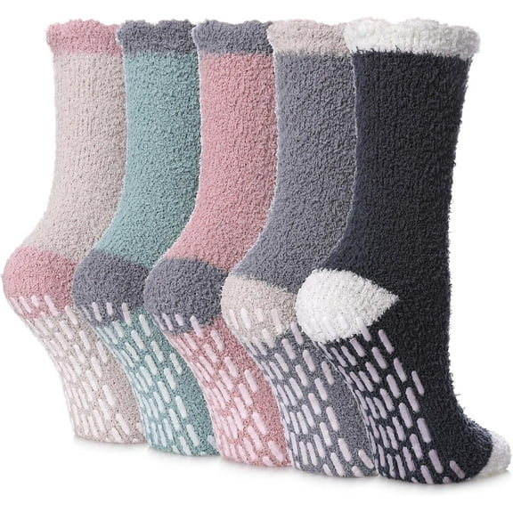 ZENFLEX  Non Slip Socks for Women with Grips Fuzzy Cozy Anti Skid Slipper Socks Winter Warm Soft Fluffy Sleep Socks