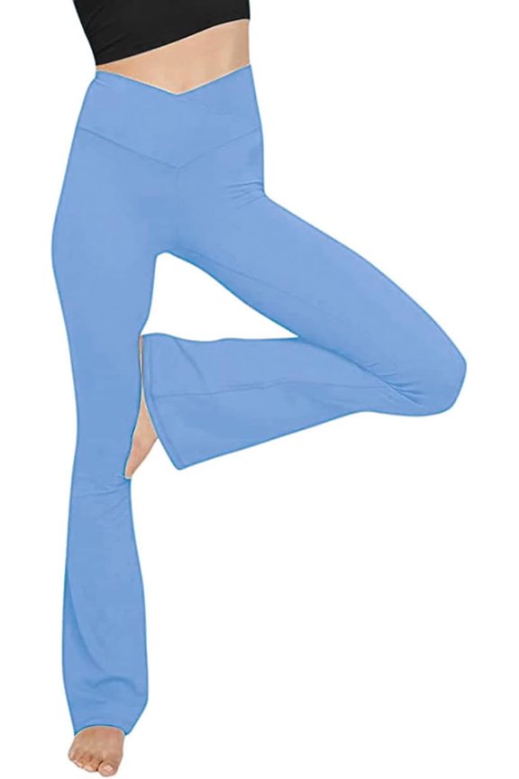 Women's Casual Bootleg Yoga Pants V Crossover High Waisted Flare Workout Pants Leggings