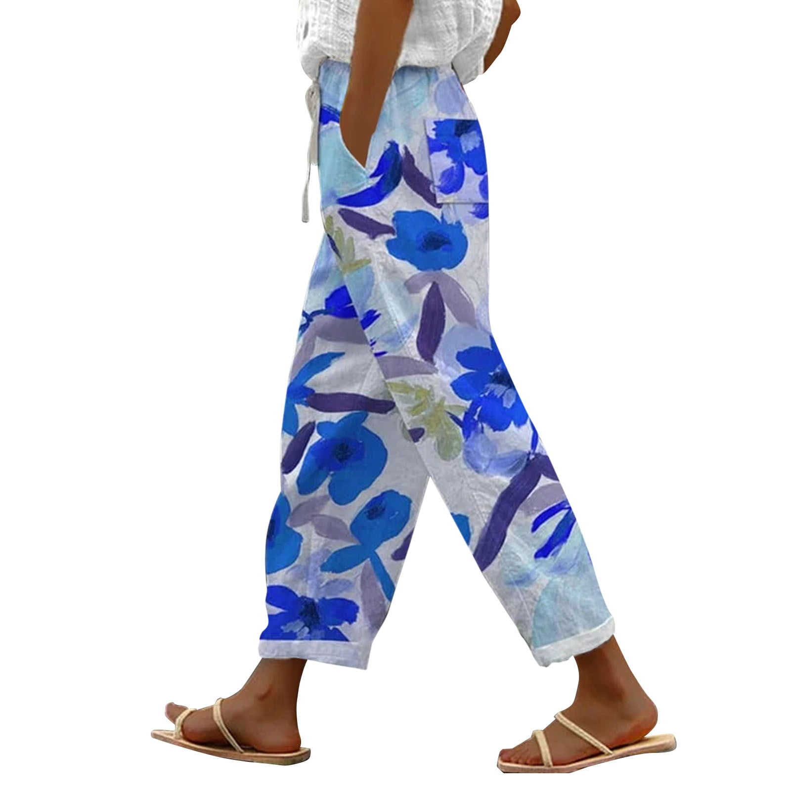 ZENFULYQE 2024 White Linen Pants Two Piece Set Vacation Lightweight